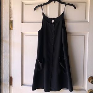 IAN R.N Black Spaghetti Straps Button Down Dress